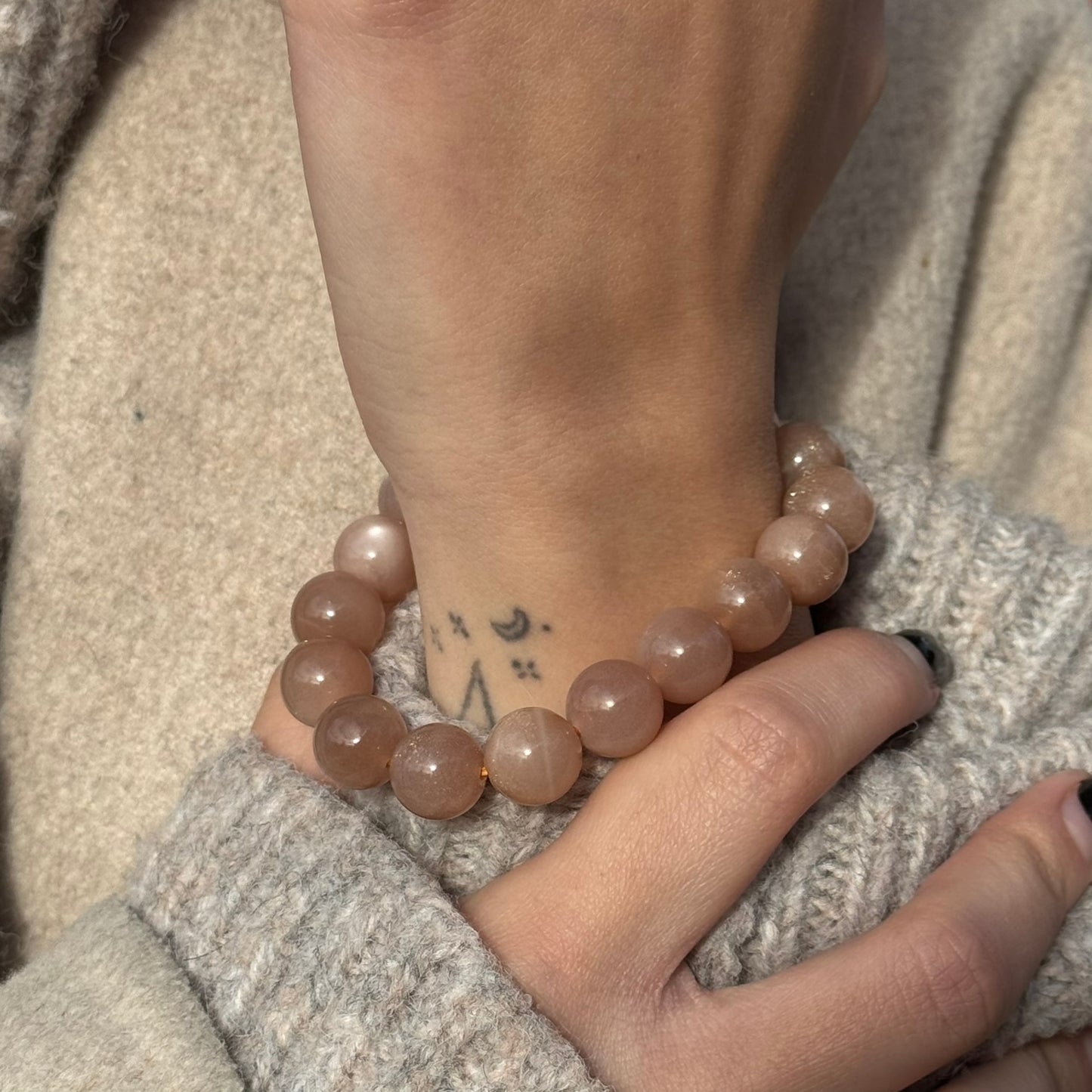 Peach Moonstone/Sunstone Bracelet – Glow of Serenity in Every Wear - (AAA Quality)