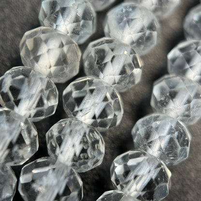 Colorless Topaz Faceted Rondelle Beads