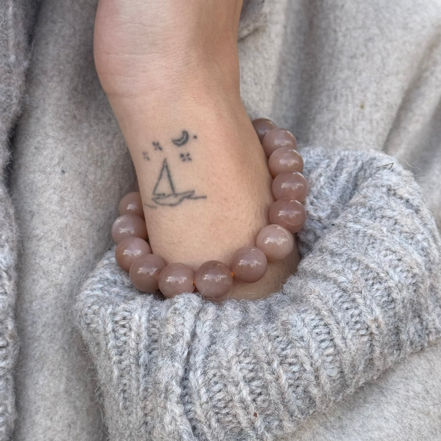 Peach Moonstone/Sunstone Bracelet – Glow of Serenity in Every Wear - (AAA Quality)