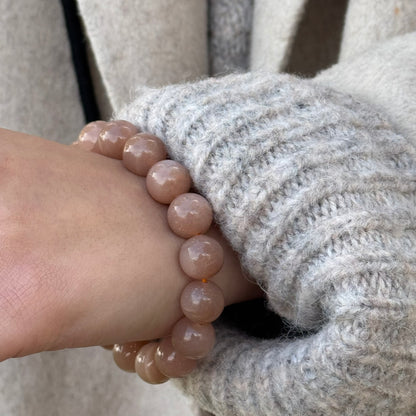 Peach Moonstone/Sunstone Bracelet – Glow of Serenity in Every Wear - (AAA Quality)
