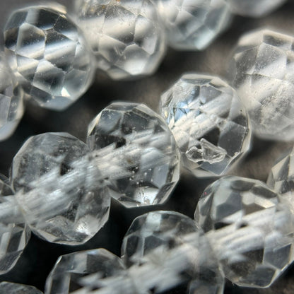 Colorless Topaz Faceted Rondelle Beads