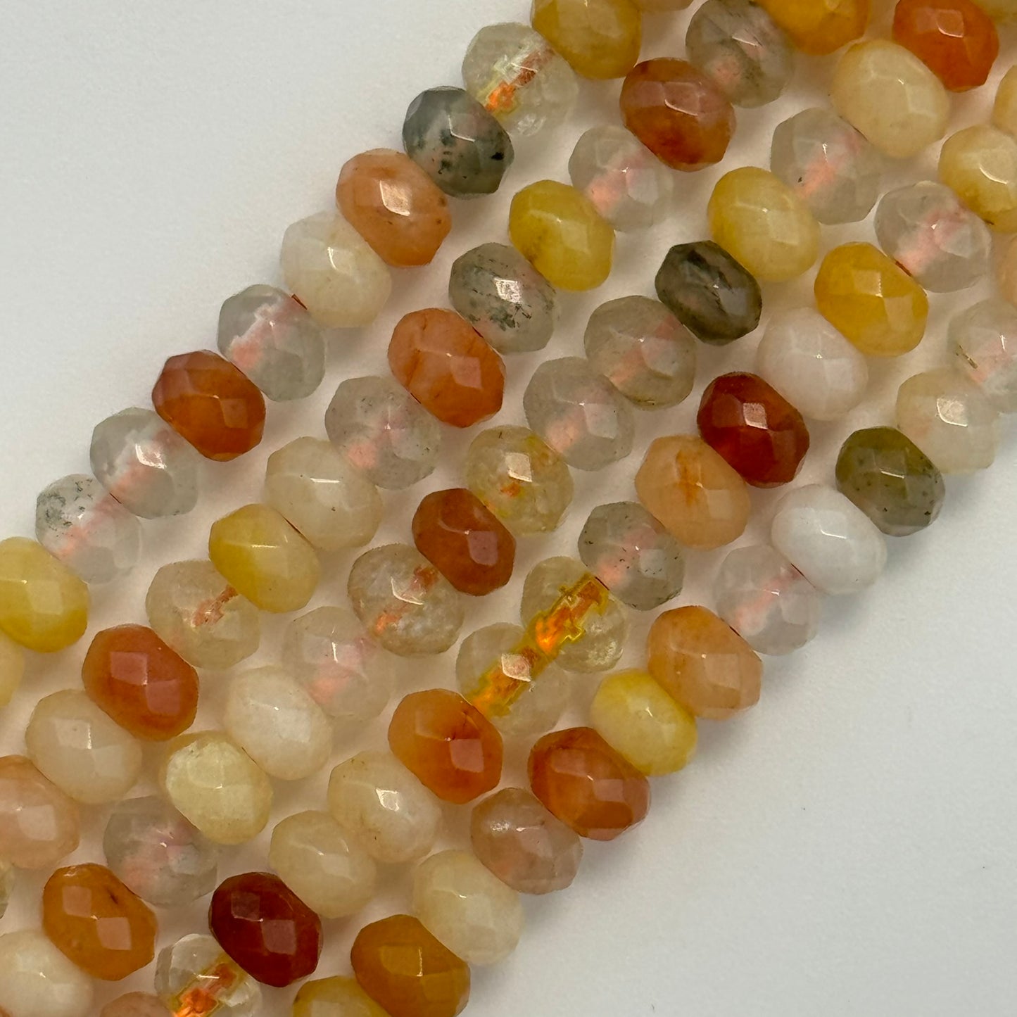 Mix Rutilated Quartz Faceted Rondelle Beads