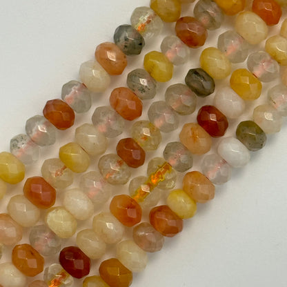 Mix Rutilated Quartz Faceted Rondelle Beads