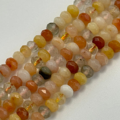 Mix Rutilated Quartz Faceted Rondelle Beads
