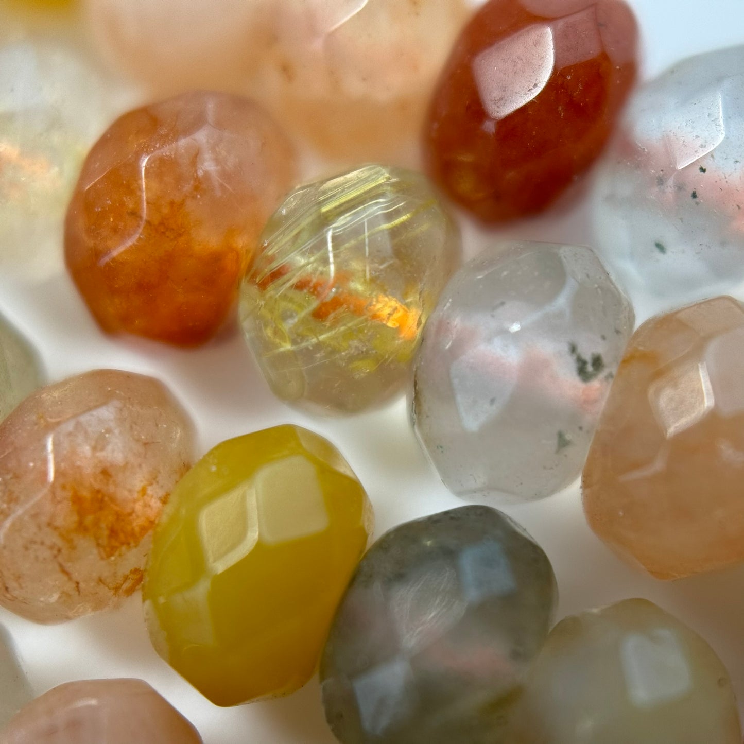 Mix Rutilated Quartz Faceted Rondelle Beads