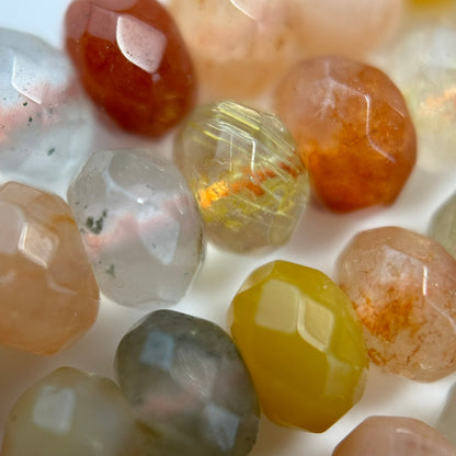 Mix Rutilated Quartz Faceted Rondelle Beads