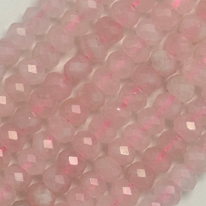 Rose Quartz Faceted Rondelle Beads