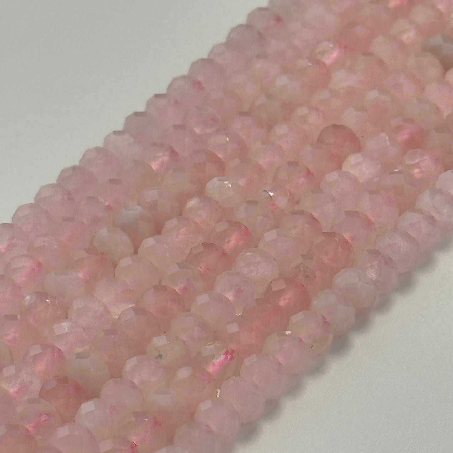 Rose Quartz Faceted Rondelle Beads