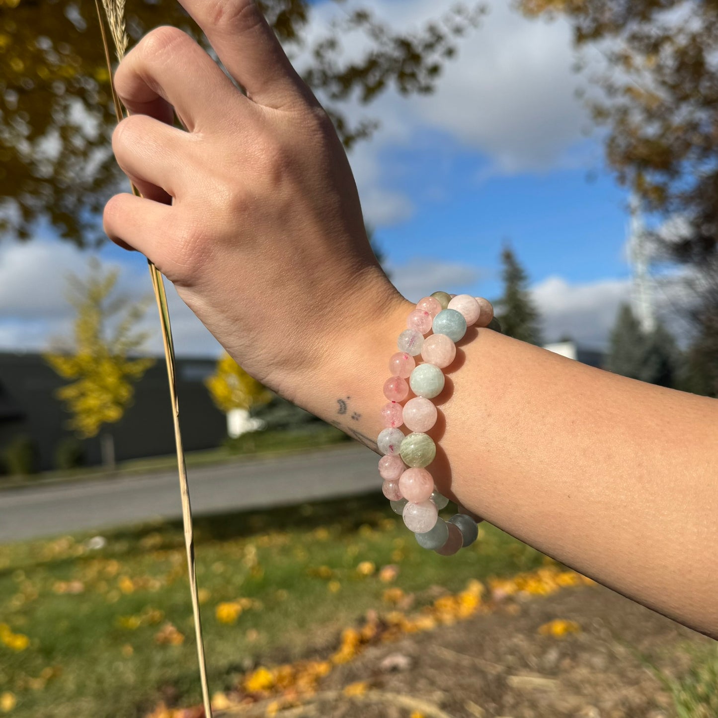 Morganite & Aquamarine Bracelet – Natural Pink & Blue Gemstone Jewelry (AAAA Quality)