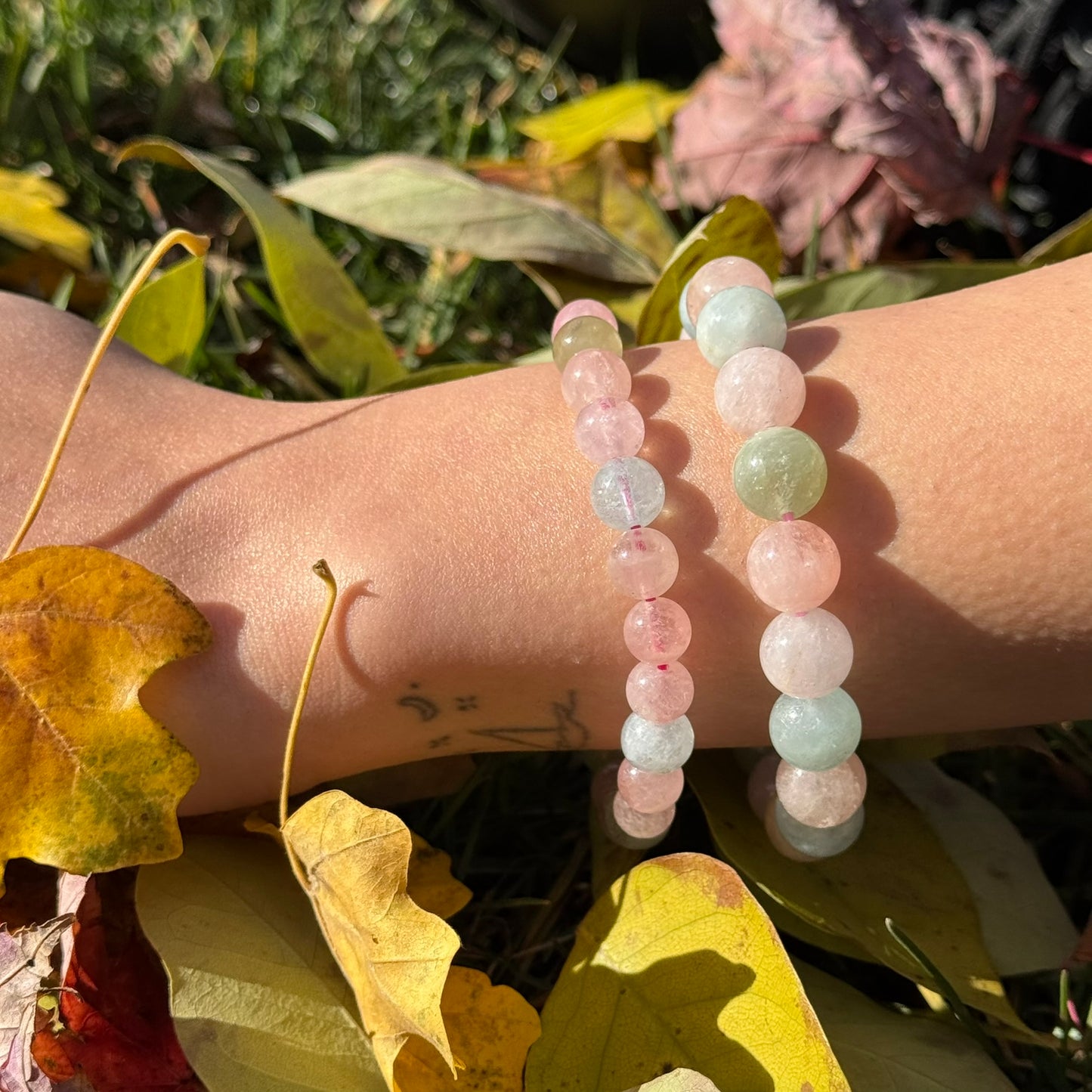 Morganite & Aquamarine Bracelet – Natural Pink & Blue Gemstone Jewelry (AAAA Quality)