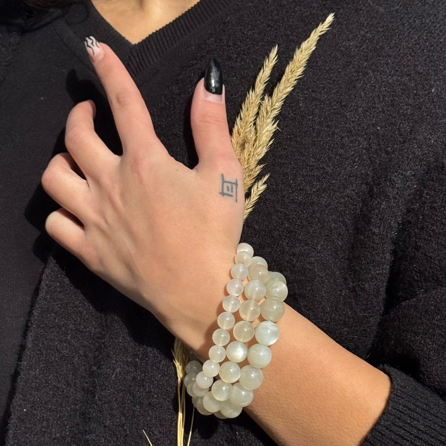 White Chocolate Moonstone Beaded Bracelet – Unique Crystal Jewelry - (AAA Quality)