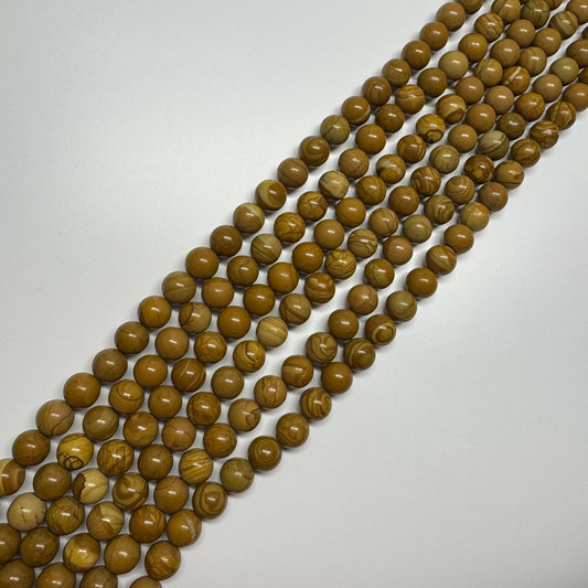 Jasper Woodgrain Picture Polished Round Beads (AA Quality)