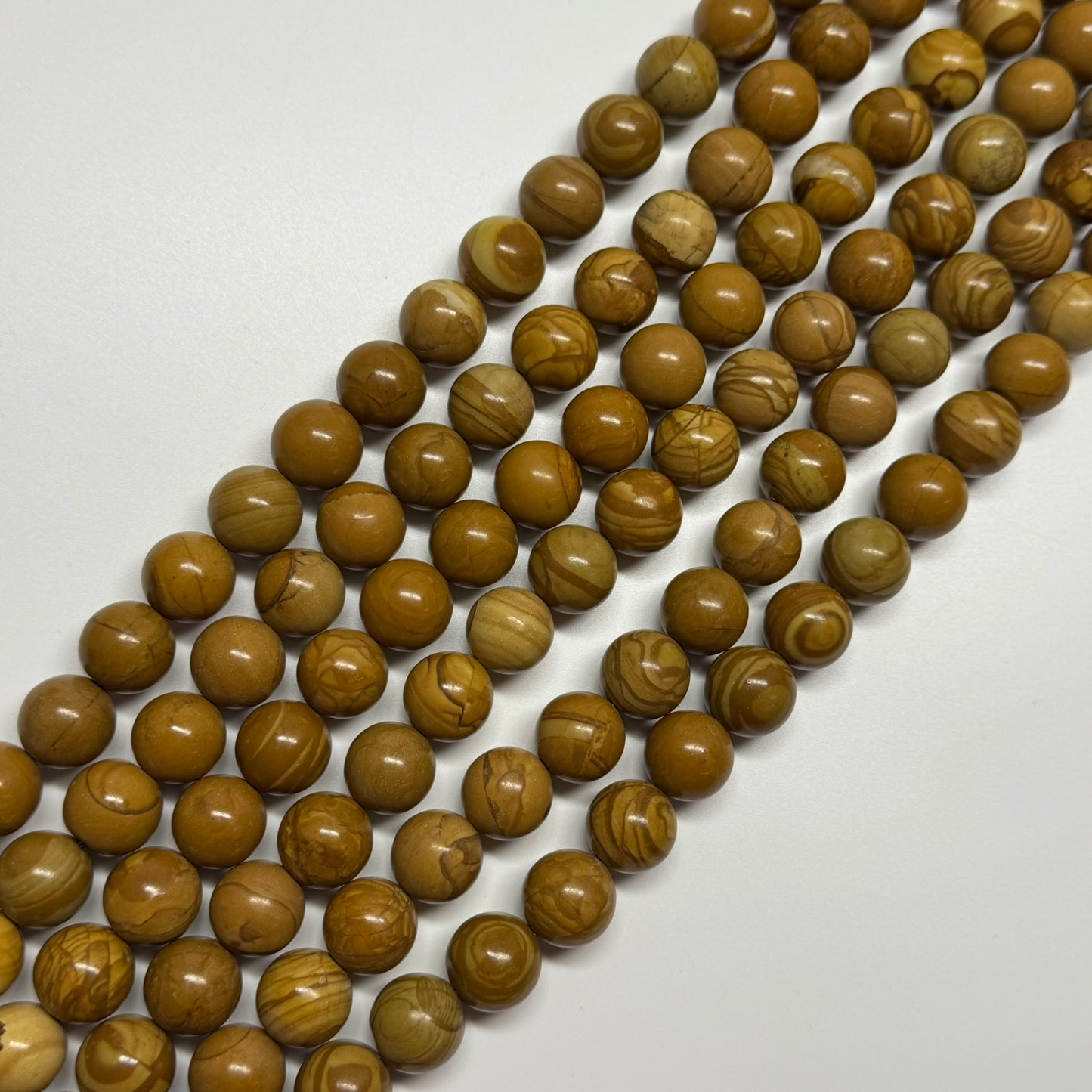 Jasper Woodgrain Picture Polished Round Beads (AA Quality)