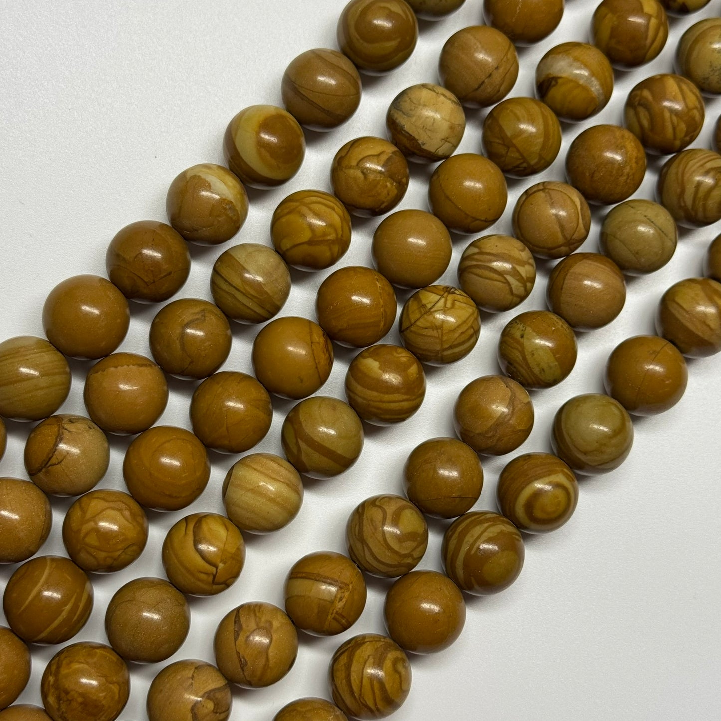 Jasper Woodgrain Picture Polished Round Beads (AA Quality)