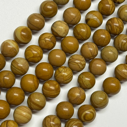 Jasper Woodgrain Picture Polished Round Beads (AA Quality)
