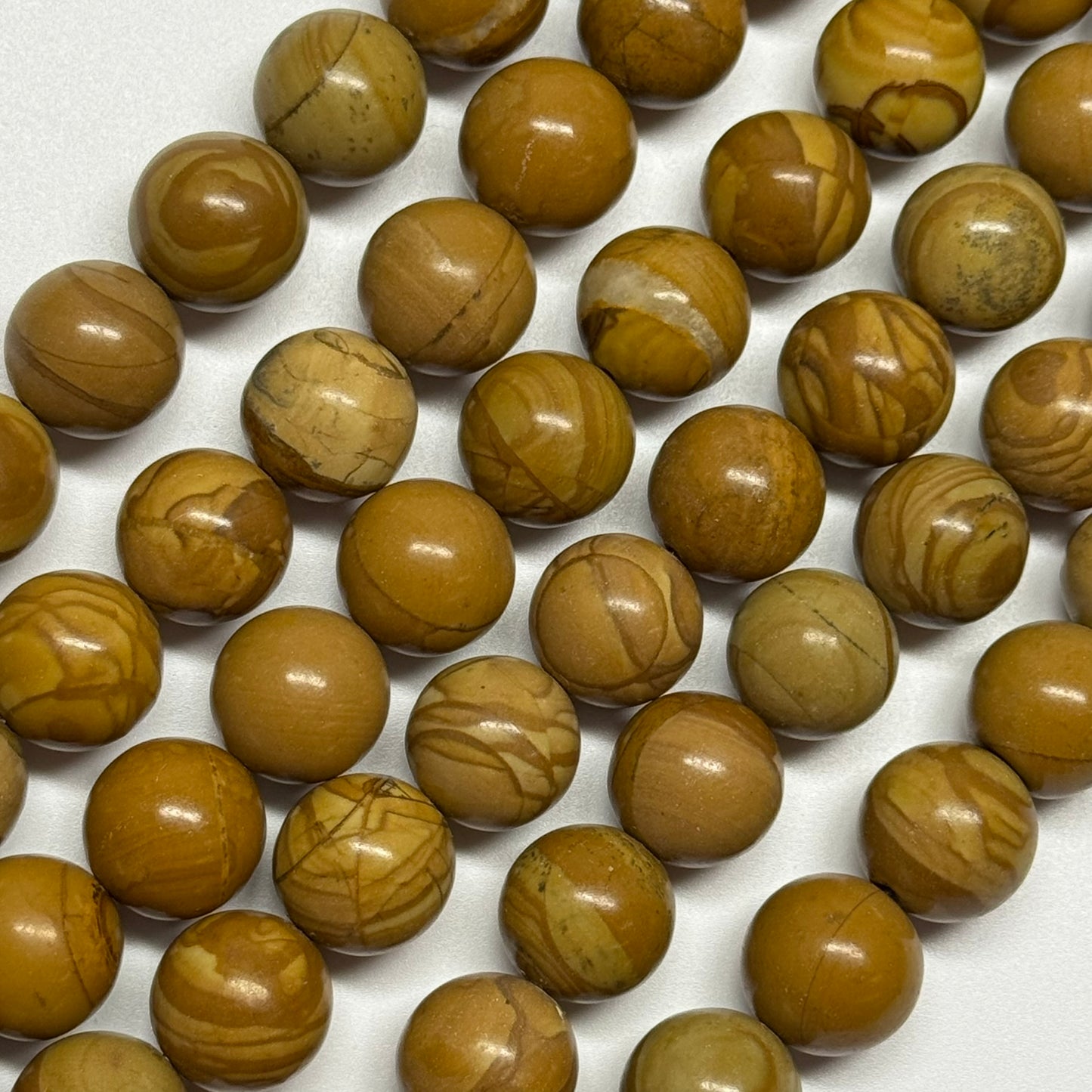 Jasper Woodgrain Picture Polished Round Beads (AA Quality)