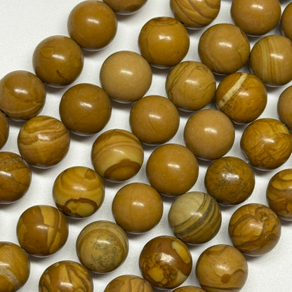 Jasper Woodgrain Picture Polished Round Beads (AA Quality)