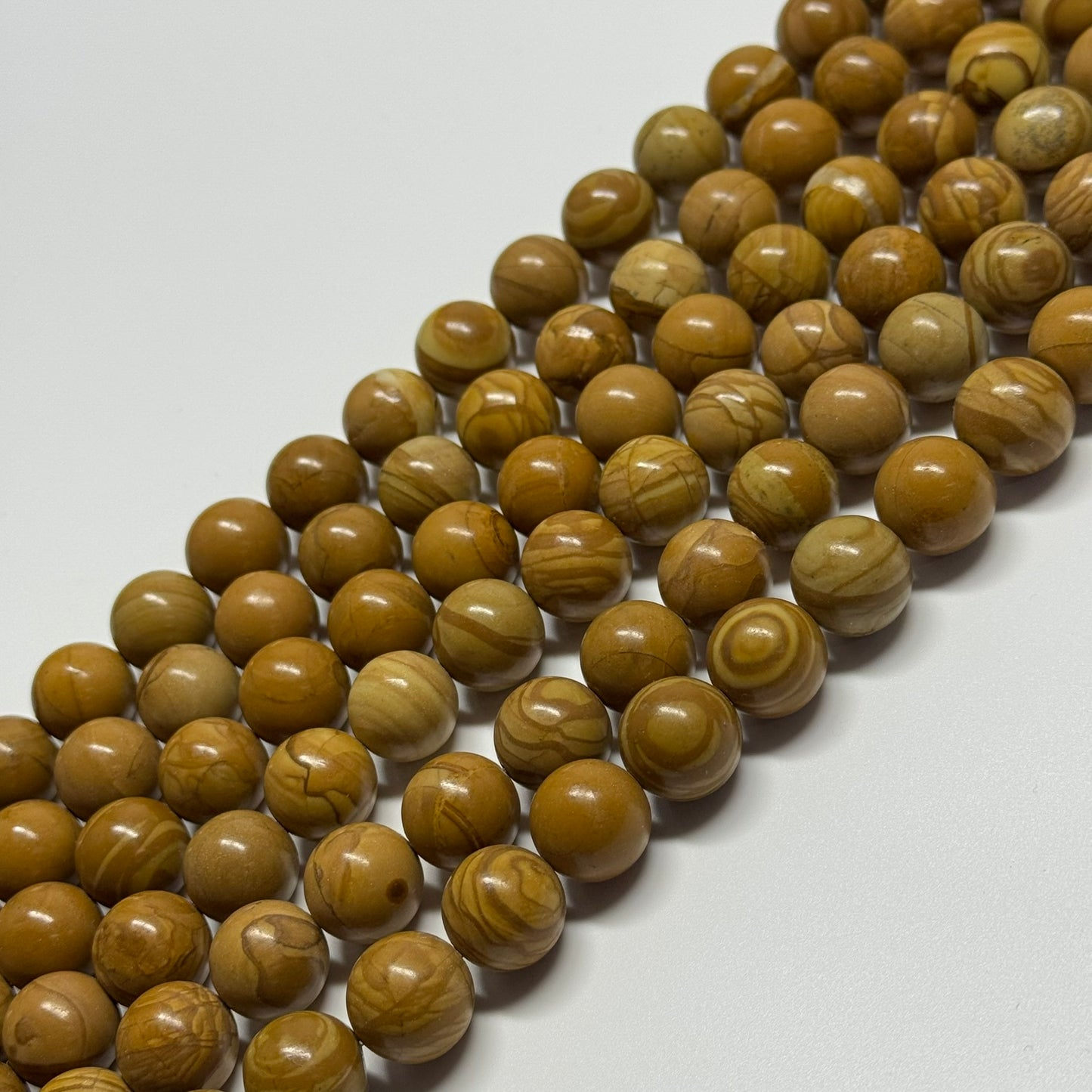 Jasper Woodgrain Picture Polished Round Beads (AA Quality)