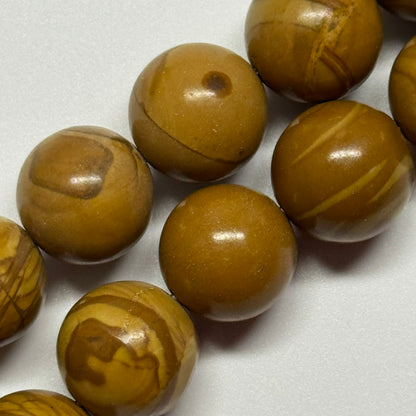 Jasper Woodgrain Picture Polished Round Beads (AA Quality)