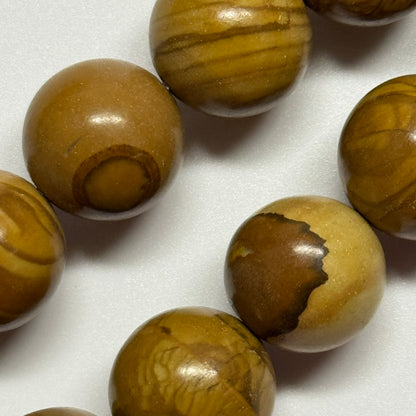 Jasper Woodgrain Picture Polished Round Beads (AA Quality)