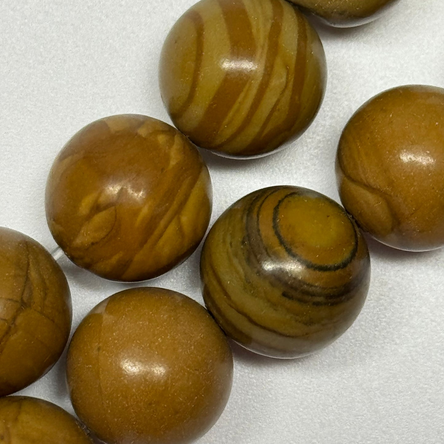Jasper Woodgrain Picture Polished Round Beads (AA Quality)