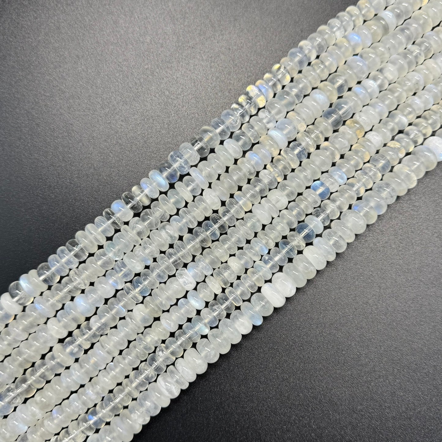 Moonstone Rondelle Polished Beads - (AAAA+ Quality)