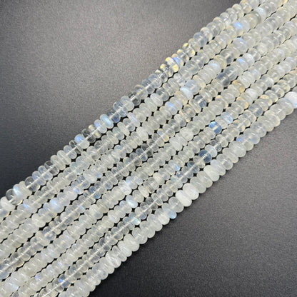 Moonstone Rondelle Polished Beads - (AAAA+ Quality)
