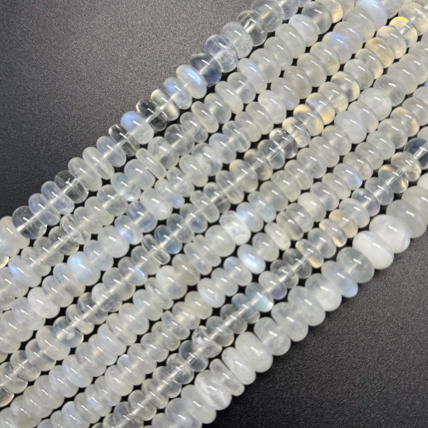 Moonstone Rondelle Polished Beads - (AAAA+ Quality)