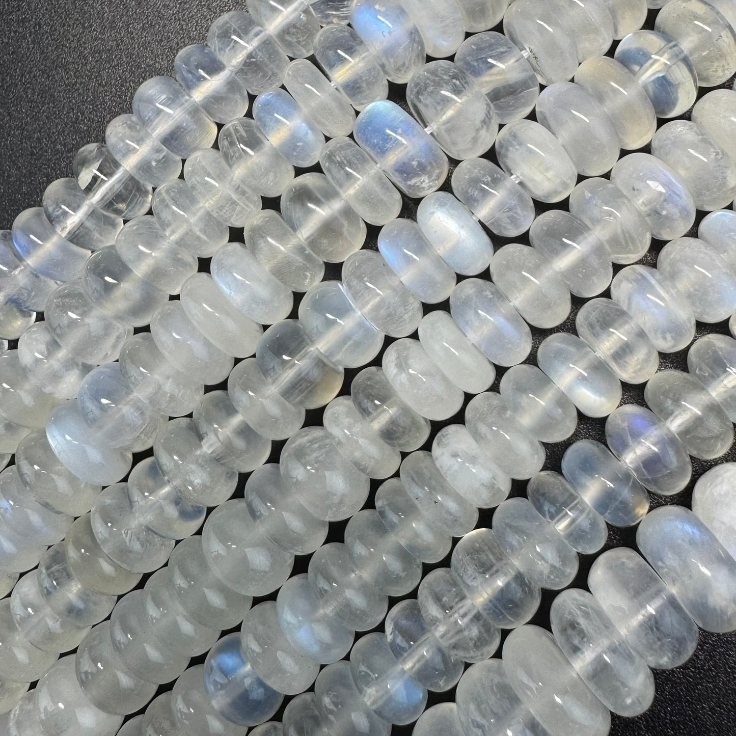 Moonstone Rondelle Polished Beads - (AAAA+ Quality)