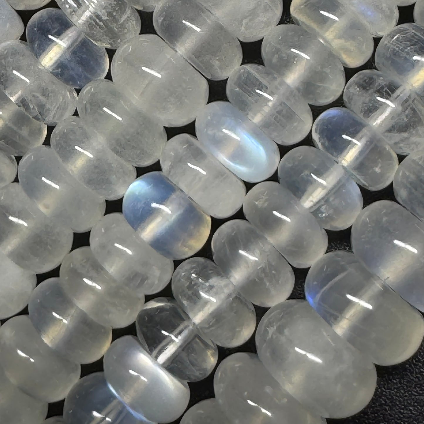 Moonstone Rondelle Polished Beads - (AAAA+ Quality)
