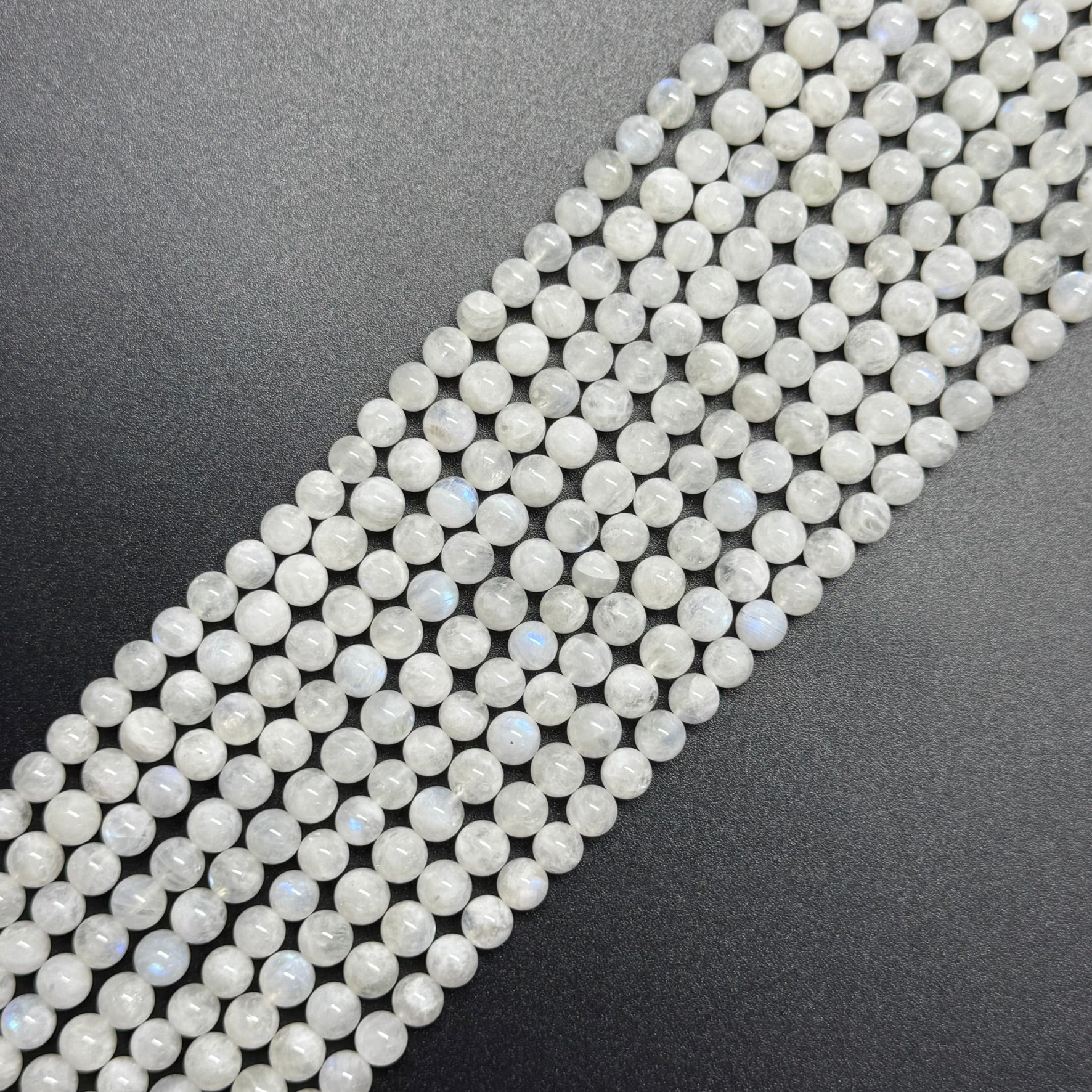 Moonstone Rainbow Polished Round Beads - (AAA Quality)