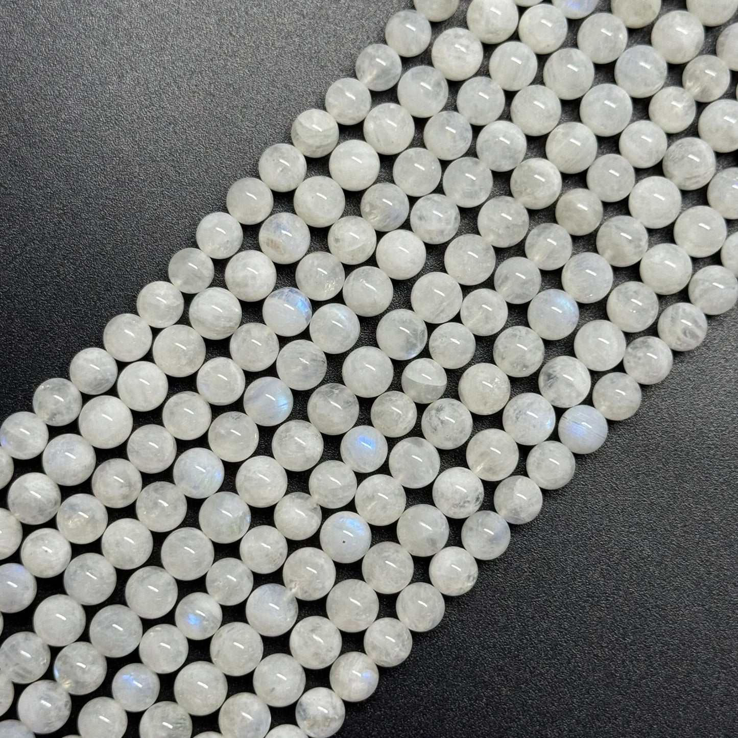 Moonstone Rainbow Polished Round Beads - (AAA Quality)