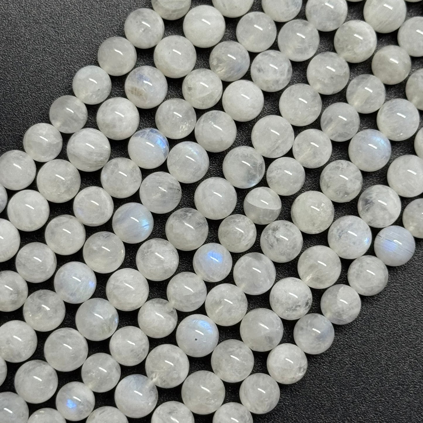 Moonstone Rainbow Polished Round Beads - (AAA Quality)