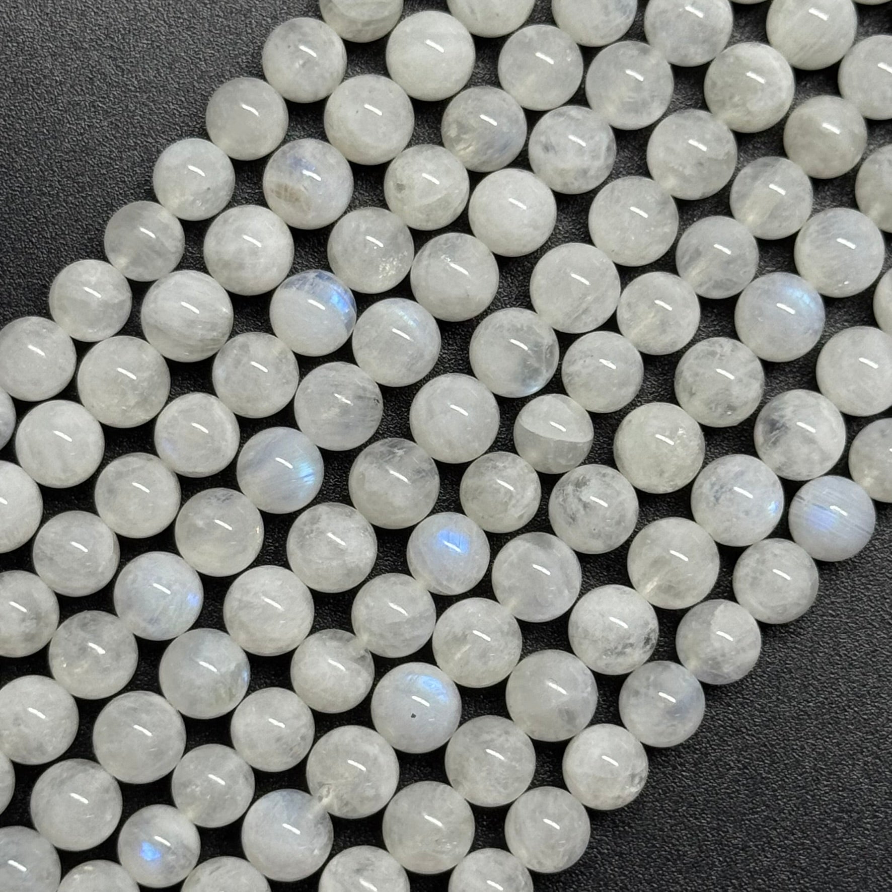 Moonstone Rainbow Polished Round Beads - (AAA Quality)
