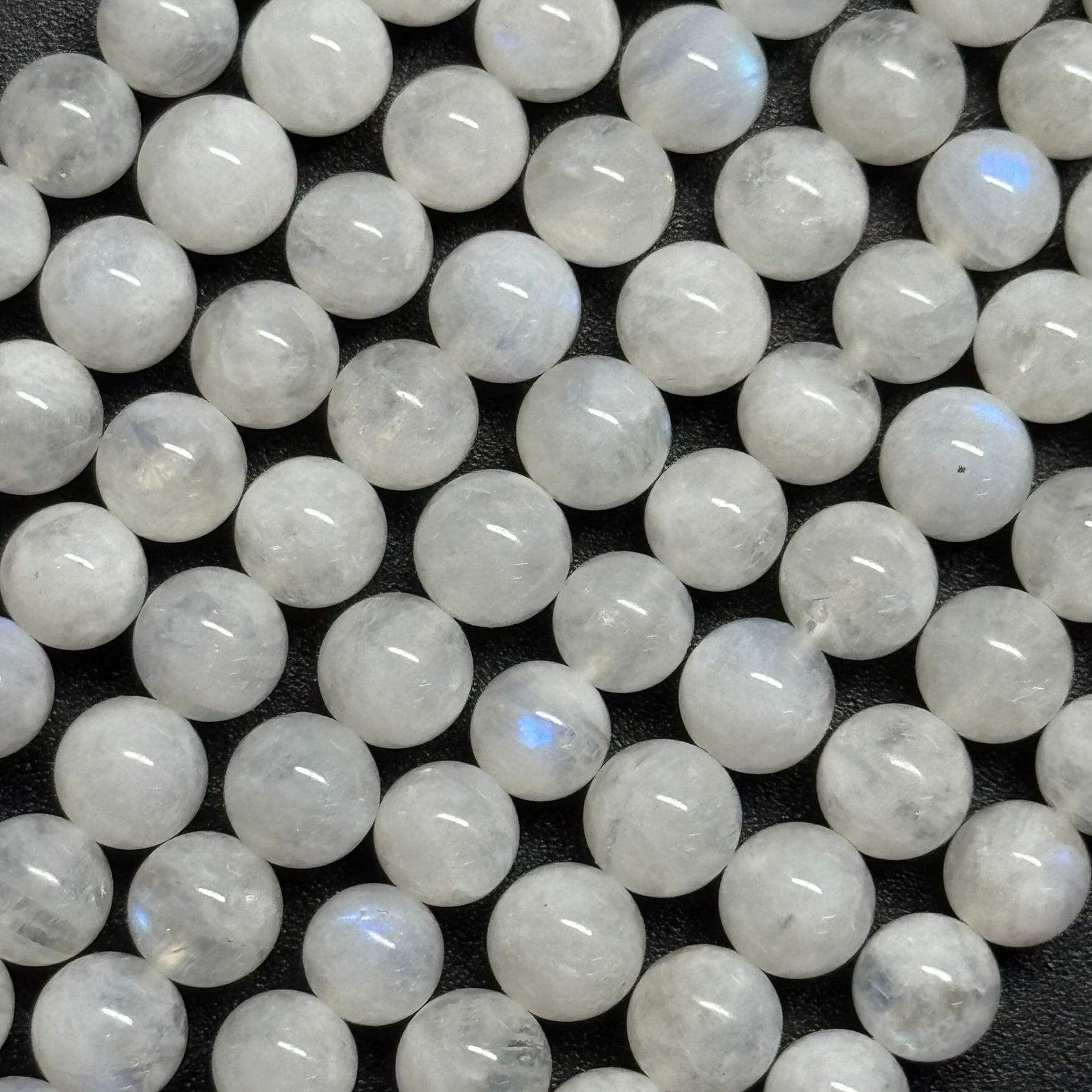 Moonstone Rainbow Polished Round Beads - (AAA Quality)