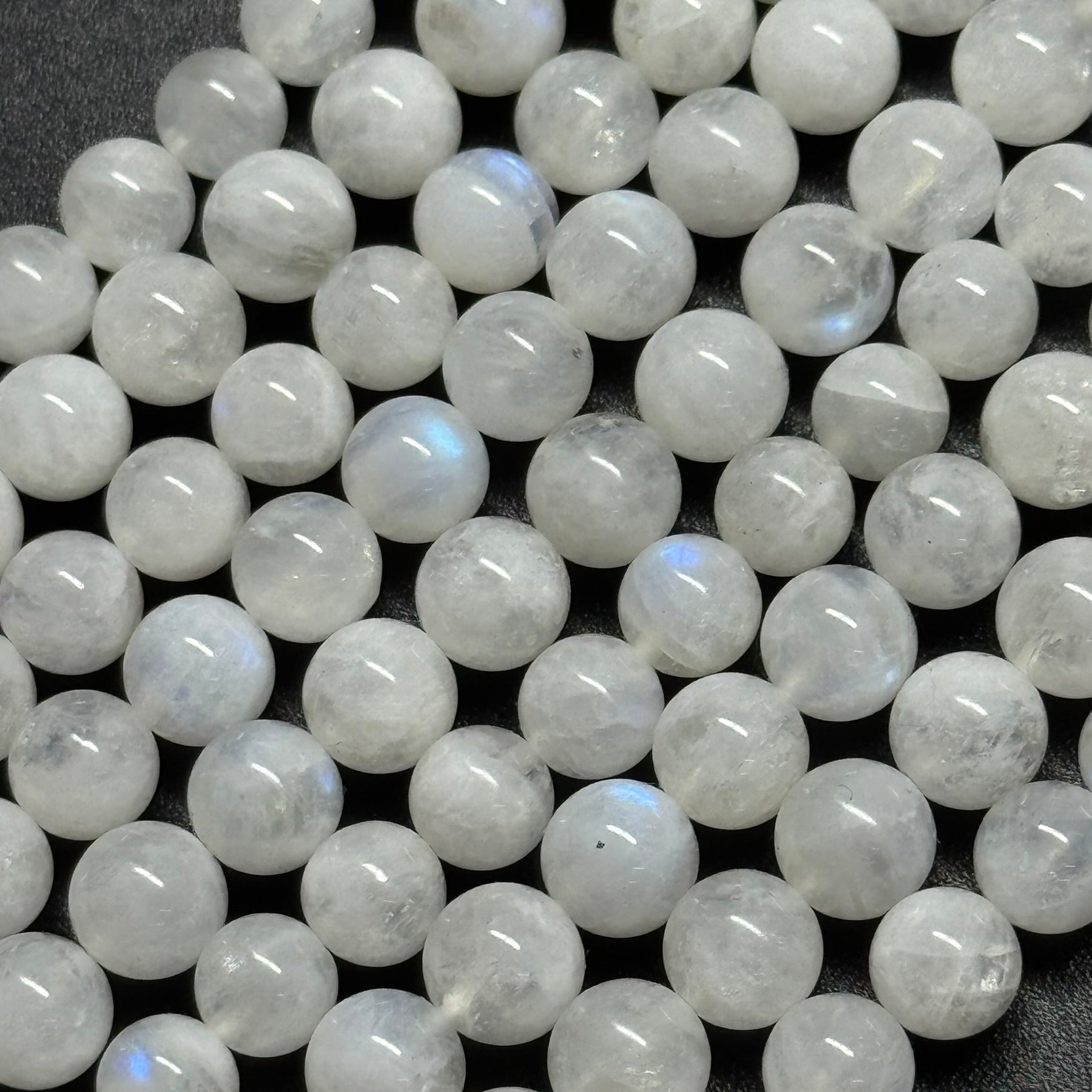 Moonstone Rainbow Polished Round Beads - (AAA Quality)