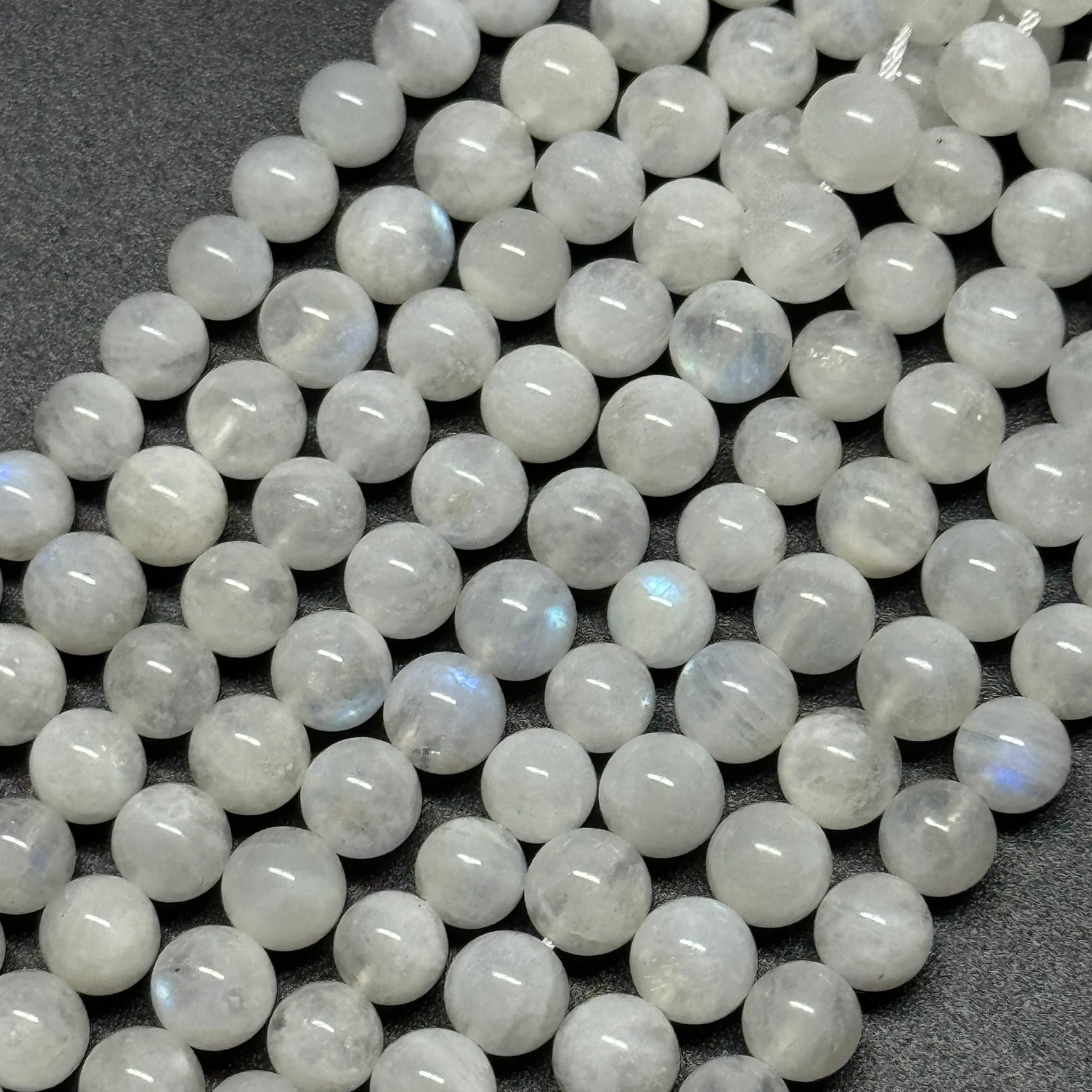 Moonstone Rainbow Polished Round Beads - (AAA Quality)