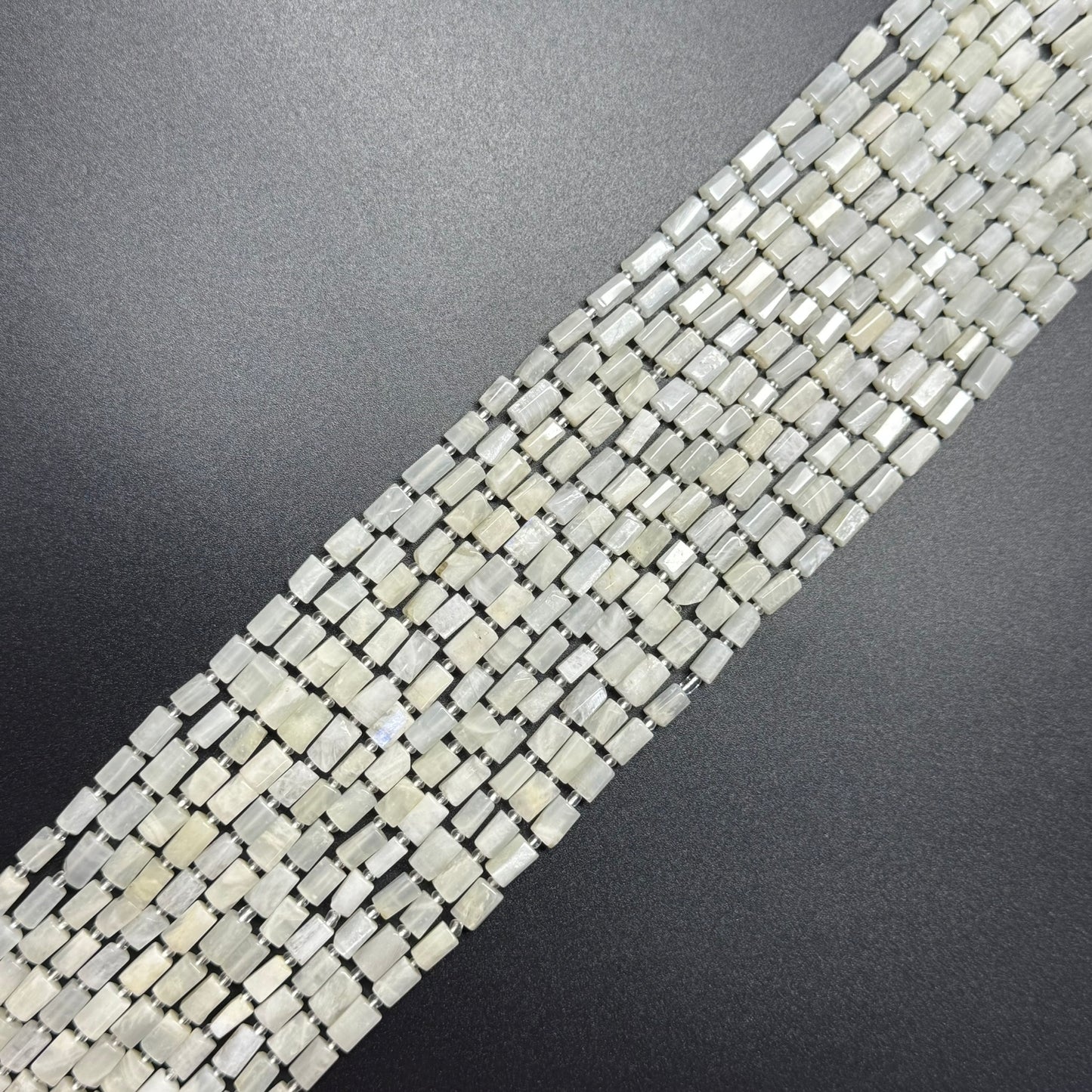 White Moonstone Cylinder Beads - (A Quality)