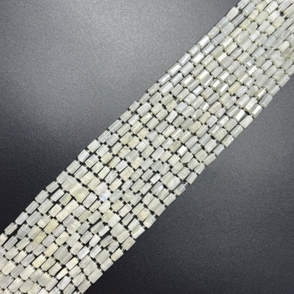 White Moonstone Cylinder Gemstone Beads - (A Quality)