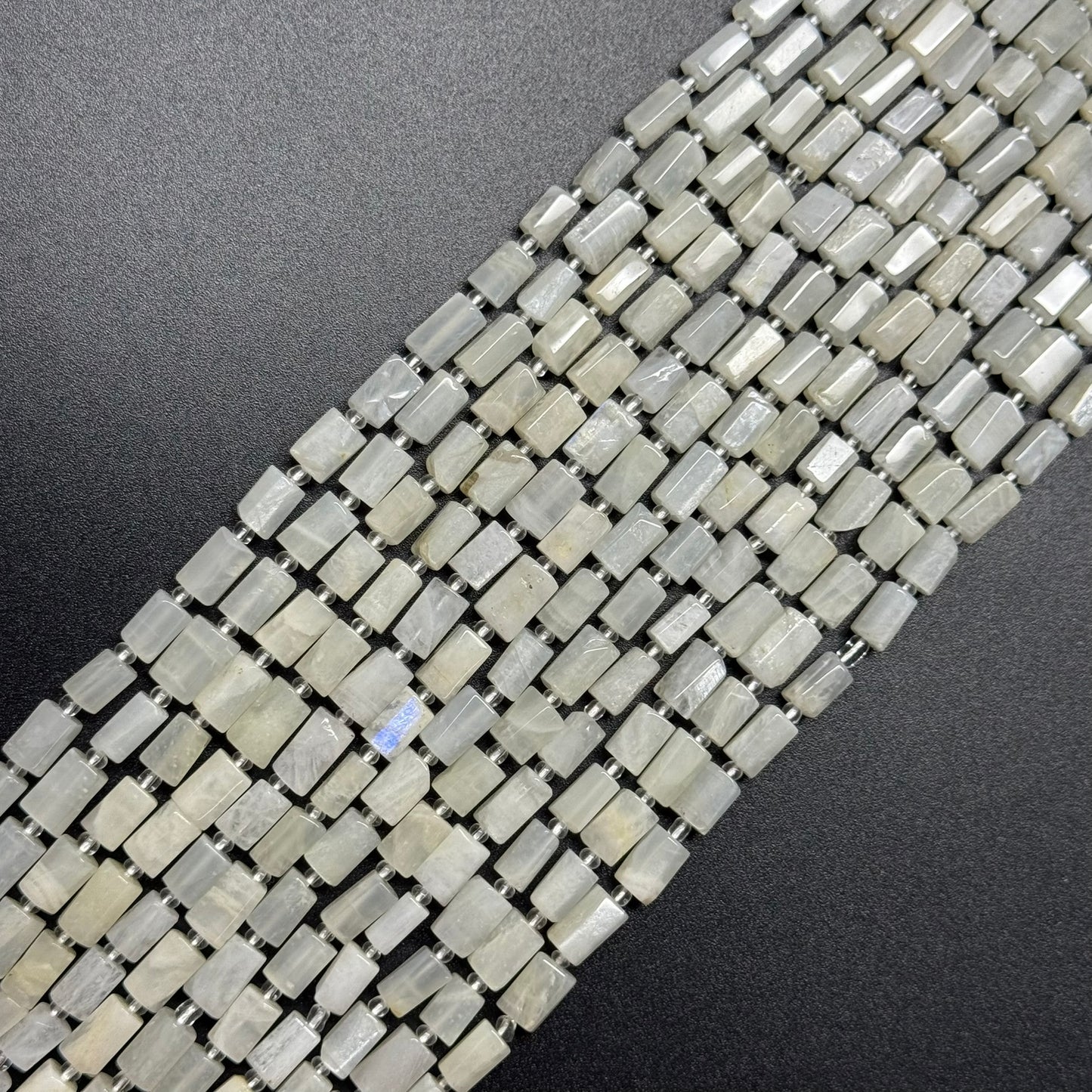 White Moonstone Cylinder Beads - (A Quality)