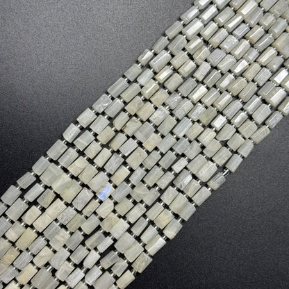 White Moonstone Cylinder Gemstone Beads - (A Quality)