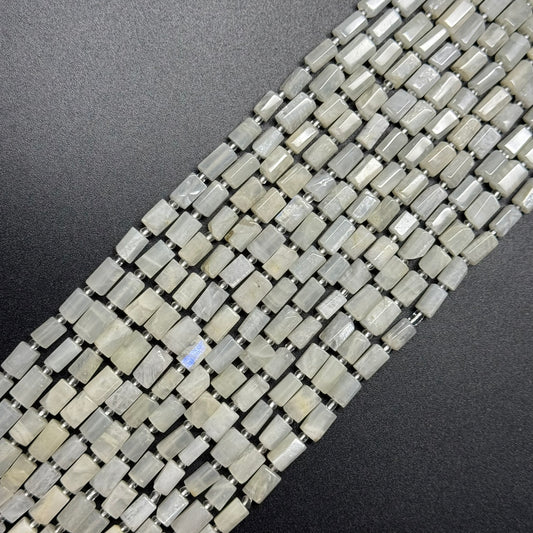 White Moonstone Cylinder Beads - (A Quality)