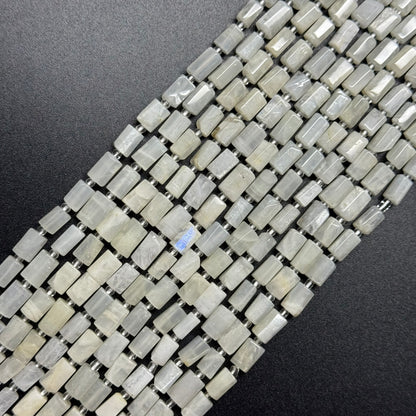White Moonstone Cylinder Gemstone Beads - (A Quality)