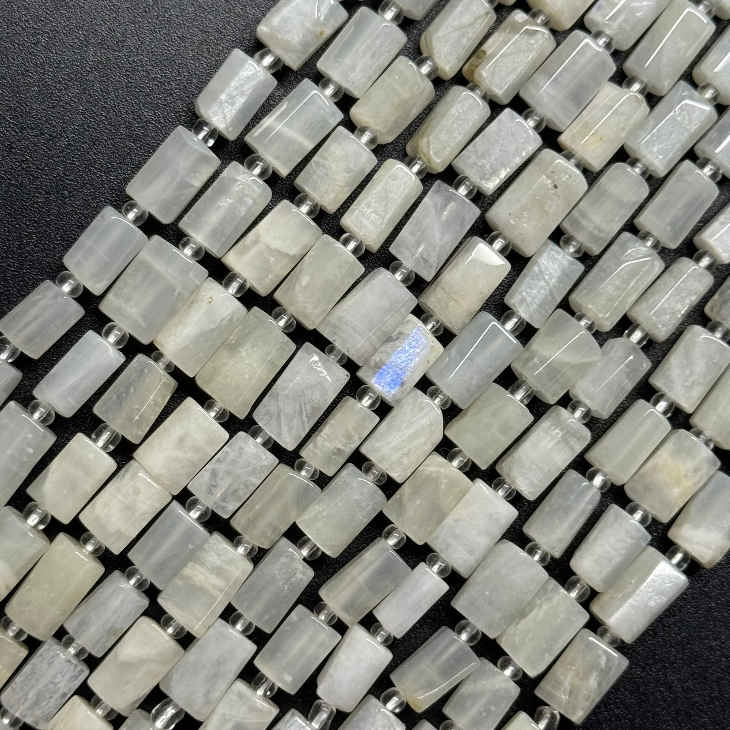 White Moonstone Cylinder Beads - (A Quality)