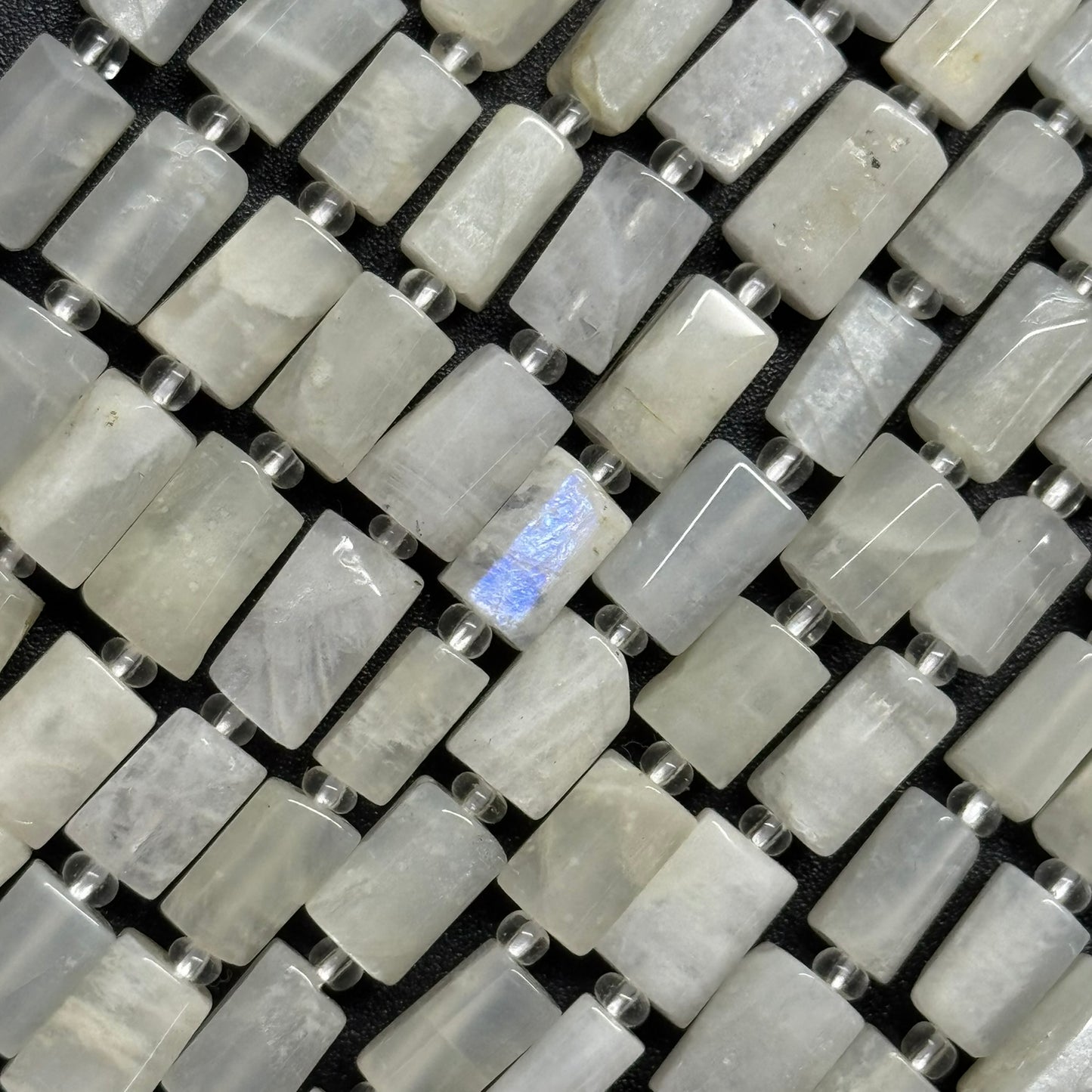 White Moonstone Cylinder Beads - (A Quality)