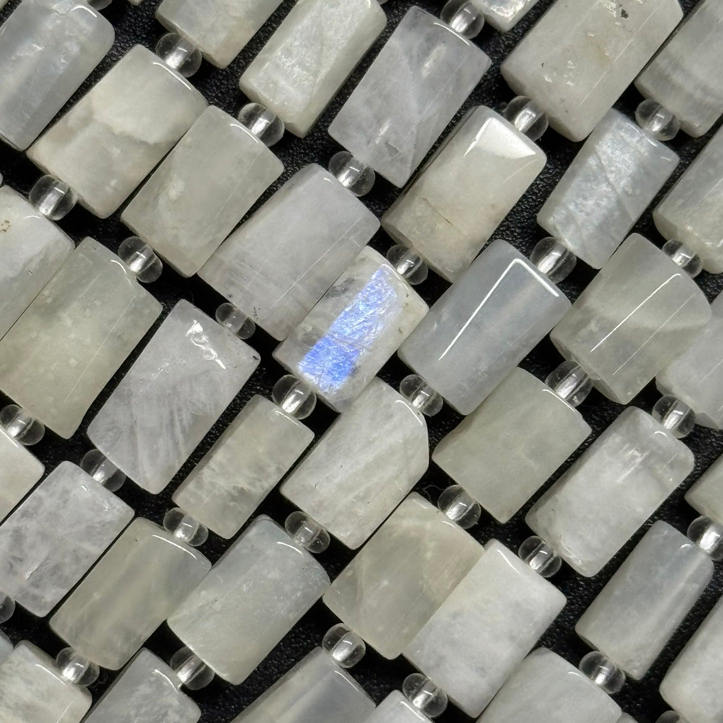 White Moonstone Cylinder Beads - (A Quality)