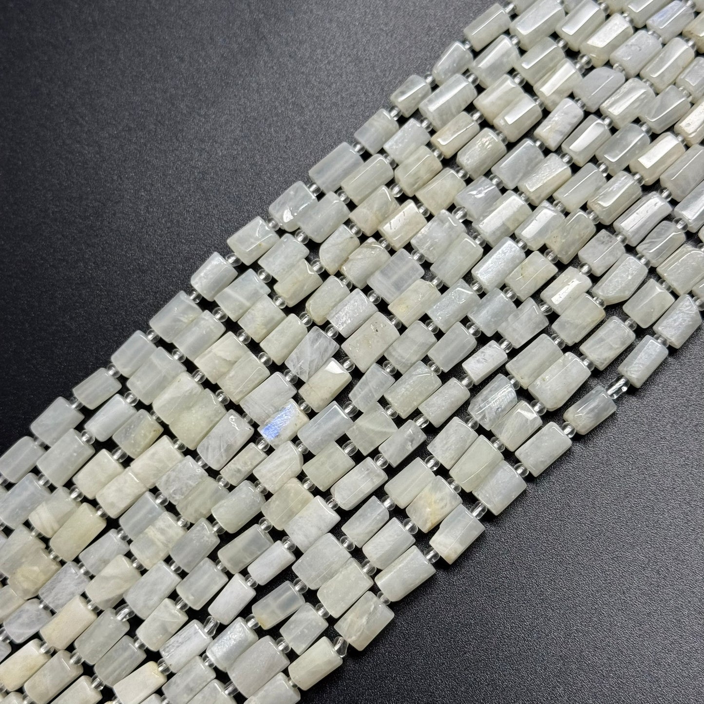 White Moonstone Cylinder Beads - (A Quality)