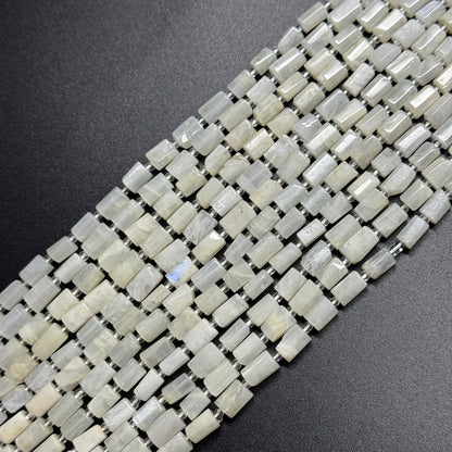 White Moonstone Cylinder Gemstone Beads - (A Quality)