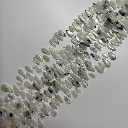 Rainbow Moonstone Side Drill Pear Shaped Gemstone Beads - (AB Quality)