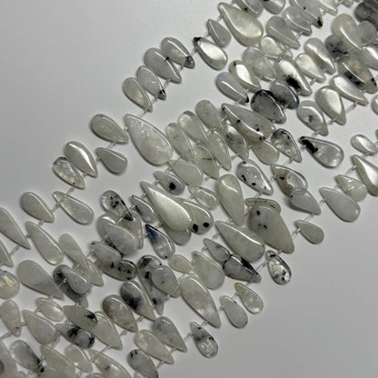 Rainbow Moonstone Side Drill Pear Shaped Gemstone Beads - (AB Quality)